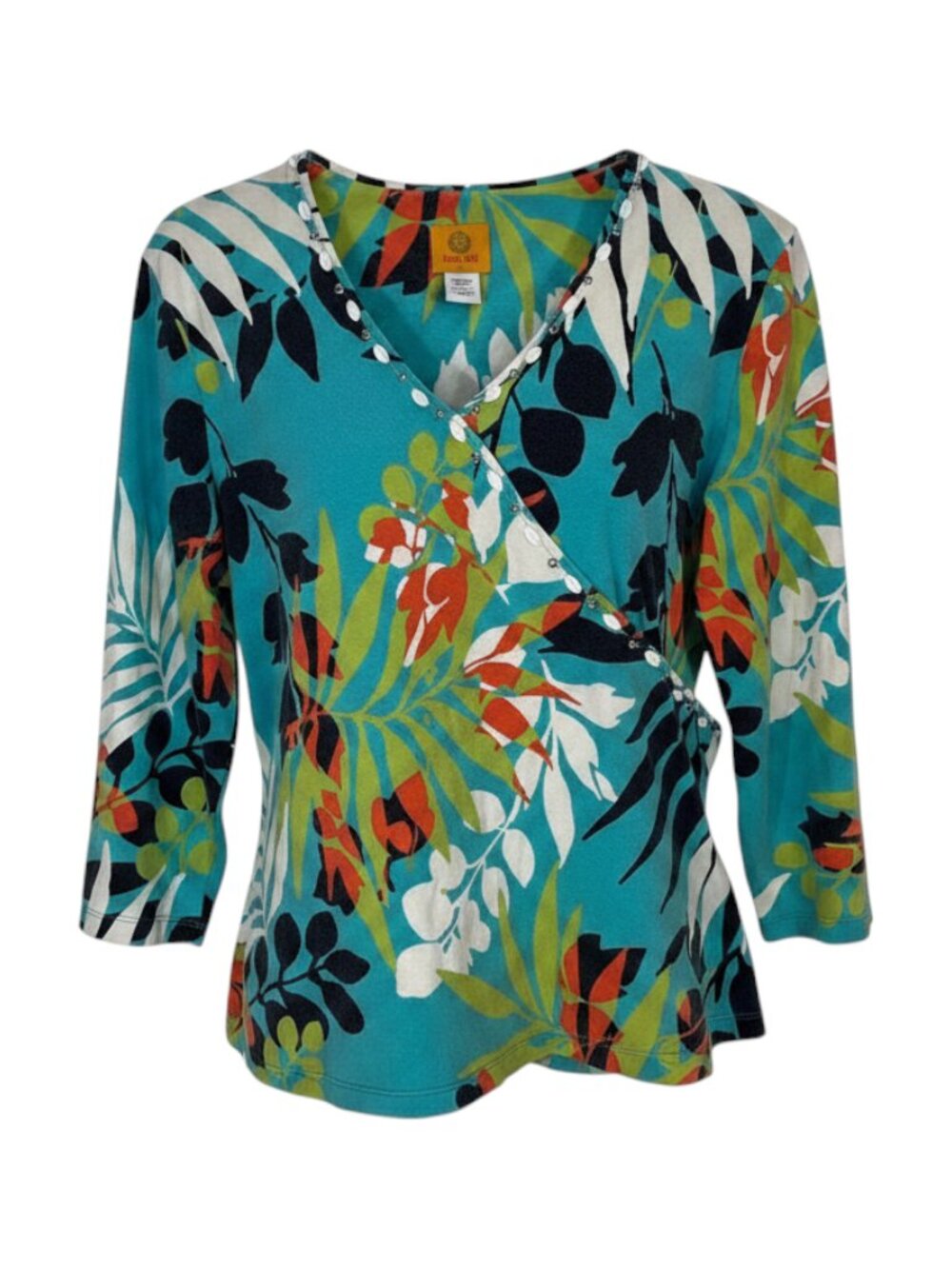 Ruby Rd. Women's Floral Wrap Top PL Blue